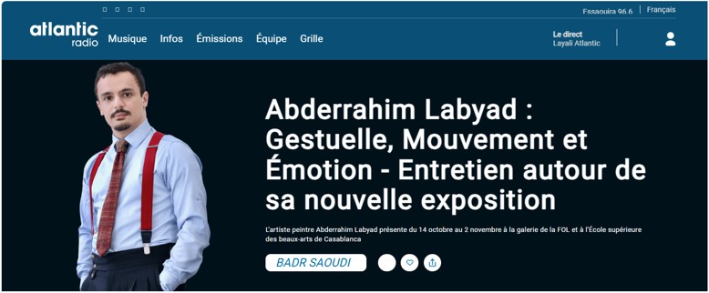 MON ENTRETIEN AEC ATLANTIQUE RADIO AU SUJET DE L’EXPOSITION « GESTUELLE, MOUVEMENT ET EMOTION »